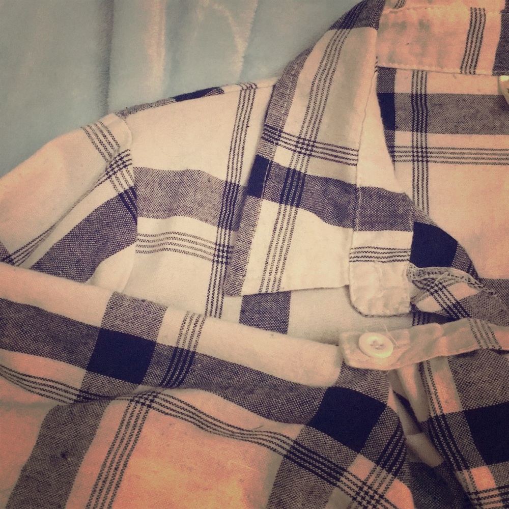 Black and White Plaid Button Down Shirt